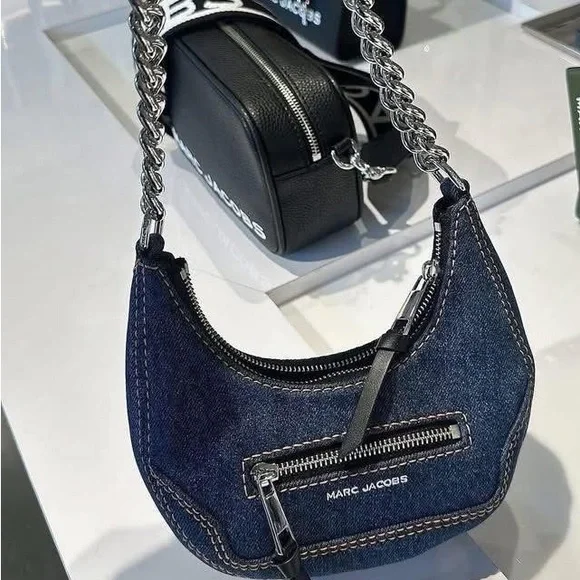 Marc Jacobs Blue Denim Mini Bag with Silver Chain - Picture 2 of 3